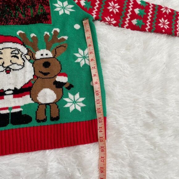Joe Boxer Christmas Santa Claus Red and Green Sweatshirt Large - Picture 3 of 10